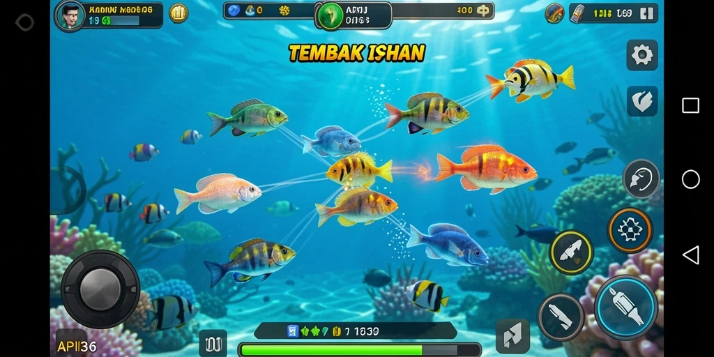 Tampilan menarik dari gameplay Tembak Ikan di API36.
