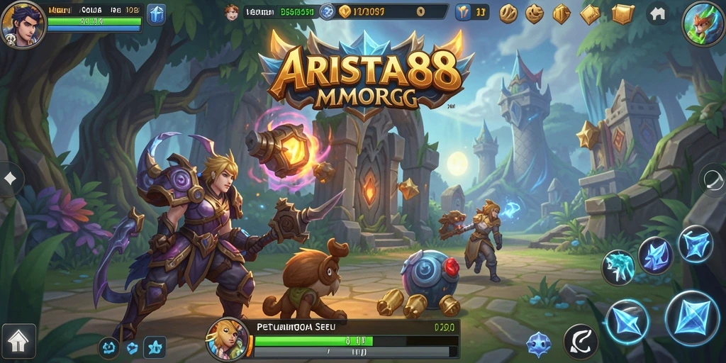 Screenshot gameplay ARISTA88 menampilkan pertarungan seru di dunia MMORPG.