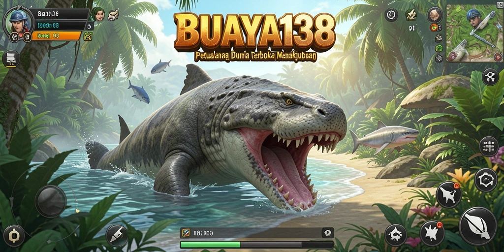 Screenshot gameplay BUAYA138 menampilkan petualangan dunia terbuka yang menarik.