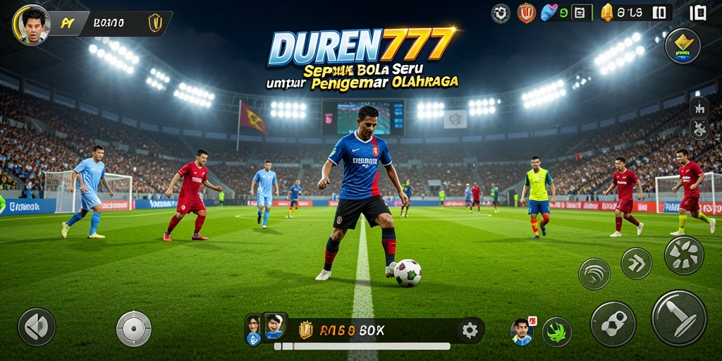 Gameplay DUREN777 dengan aksi sepak bola yang mendebarkan.