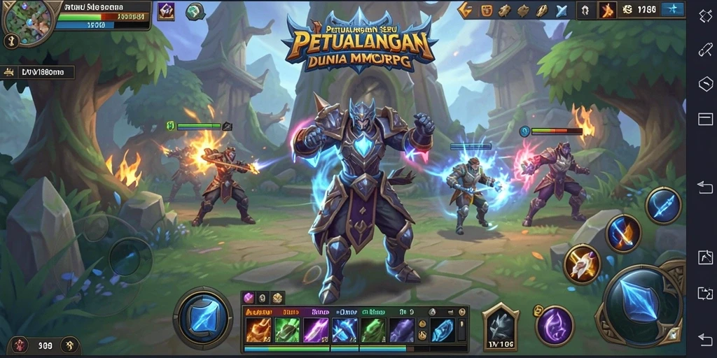 Screenshot utama DV188 menampilkan aksi pertempuran yang mendebarkan di dunia MMORPG.