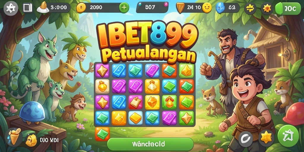 Tampilan gameplay IBET899 yang penuh warna dalam Match-3.