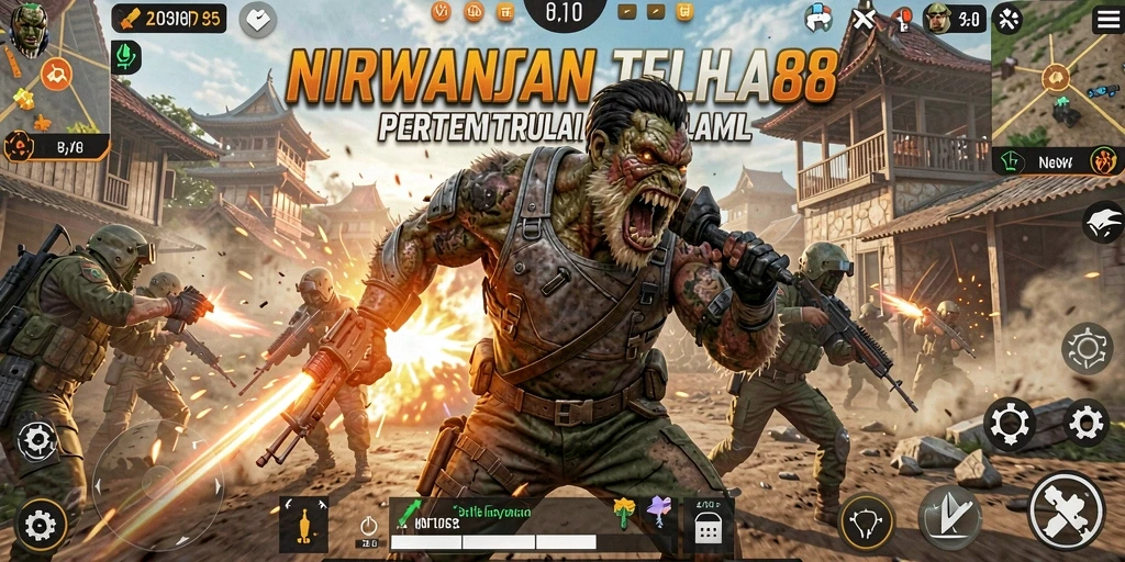 Gambaran intens dari gameplay pertempuran dalam NIRWANA88.